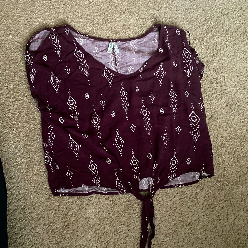 Maroon crop top, size medium